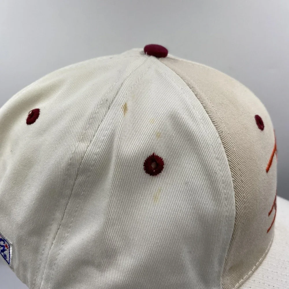 Vintage 90s The Game Virginia Tech Hokies Snapback Hat‎ Split Bar White Maroon